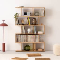 Moll - Wooden Room Divider Shelf, Modern Open Shelving Unit, Decorative Separator - thumbnail 3
