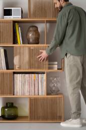 Moll - Wooden Room Divider Shelf, Modern Open Shelving Unit, Decorative Separator