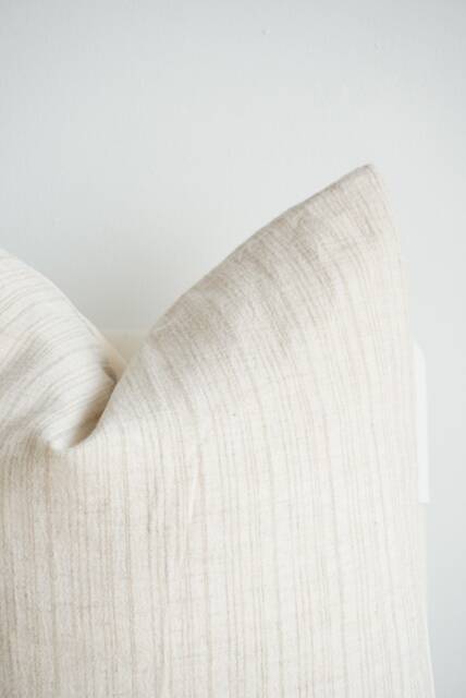 "Hmong Batik Striped Pillow Cover Neutral Cream Ivory - 20"" X 20" - image 1