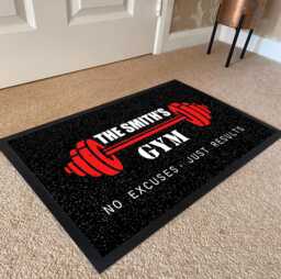Artylicious Personalised Gym/Weights Room - Door Mat - Home Gym Dumbells Print, Non-Slip Floor Accessories - thumbnail 1