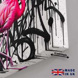 Graffiti Flamingo Funny Canvas Wall Art Street Urban Animal Print Bold Neon Aesthetic Decor Living Room Bedroom Office Hanging Artwork - thumbnail 2