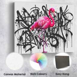 Graffiti Flamingo Funny Canvas Wall Art Street Urban Animal Print Bold Neon Aesthetic Decor Living Room Bedroom Office Hanging Artwork - thumbnail 4