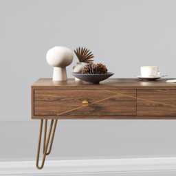 Modern Coffee Table With Storage - Brown, Rectangular, Steel Base - thumbnail 3