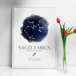 Sagittarius Star Sign Constellation Print & Frame Gift Astronomy Astrology Zodiac Stars Art Wall Decor For Her Him Boyfriend Girlfriend Boho - thumbnail 2