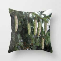 Pine Cones Pillow Or Cover, Christmas Pillow, Holiday Country Home Decoration, Green Winter Decor, Nature