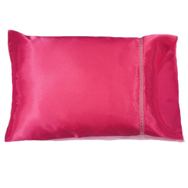 Pink Satin Travel Pillow Washable, Hypoallergenic, Handmade in Usa