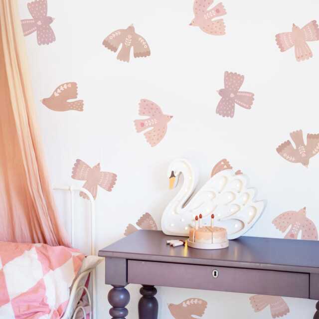 Bird Wall Decals - Boho Nursery Decor, Kids Room Art, Girl Reusable & Removable Stickers - image 1