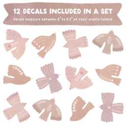Bird Wall Decals - Boho Nursery Decor, Kids Room Art, Girl Reusable & Removable Stickers - thumbnail 2