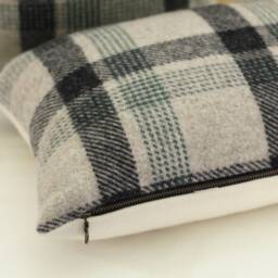 Oat Kelso Plaid Wool Pillow Cover, Beige, Gray, & Green Cover - Made To Order - thumbnail 3
