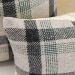 Oat Kelso Plaid Wool Pillow Cover, Beige, Gray, & Green Cover - Made To Order - thumbnail 2