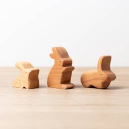 Bawu Rabbit Family Original Wood Sculpture, Handcrafted Art, Carving, Home D??cor, Rustic, Wedding Gift, Birthday, Gift For Her - thumbnail 1