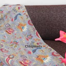 Handmade Indian Kantha Quilt Floral Queen Bedspread - 108x108 Inches - thumbnail 2