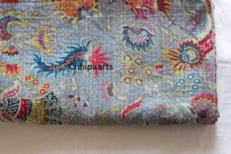Handmade Indian Kantha Quilt Floral Queen Bedspread - 108x108 Inches - thumbnail 1