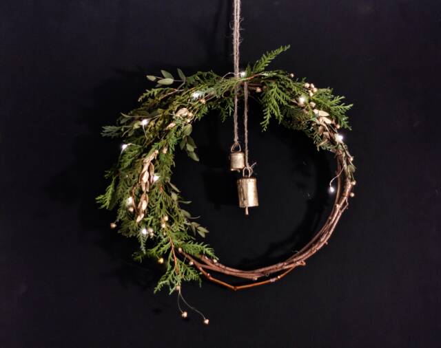 Christmas Front Door Wreath With Lights - Real Cedar Fresh Green Winter Holiday Season Decor Rustic - image 1