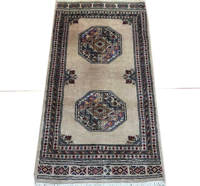 2x4 Beige Bokhara Rug - 0.60x1.20 Bedroom Luxury Area Turkish Fine Quality Afghan - image 1