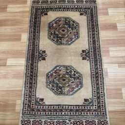 2x4 Beige Bokhara Rug - 0.60x1.20 Bedroom Luxury Area Turkish Fine Quality Afghan - thumbnail 2
