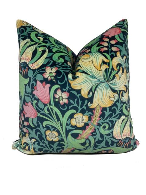 Sanderson Golden Lily Galactic Ink Velvet Cushion Cover Pillow - image 1