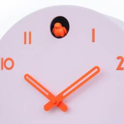 Pink Cuckoo Clock, Orange Details, Modern Wall Decor, Minimalist Wooden Handmade Design - thumbnail 4