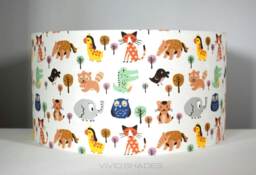 Scandi Animals Lampshade Fox Elephant Owl Pattern For Kids Or Nursery, Ceiling Lamp Base, Made By Vivid Shades - thumbnail 1
