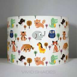 Scandi Animals Lampshade Fox Elephant Owl Pattern For Kids Or Nursery, Ceiling Lamp Base, Made By Vivid Shades - thumbnail 3