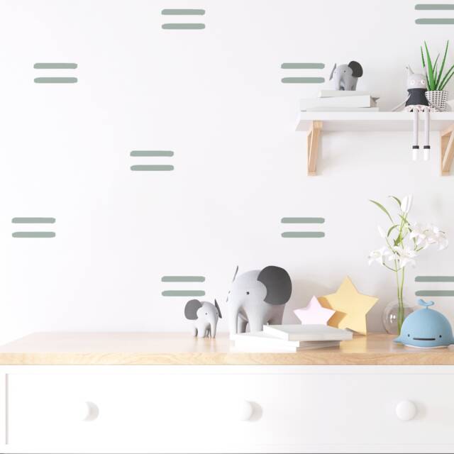 Sage Green Line Wall Decal - Stripe Boho Stickers PVC Free, No Odour Repositionable Peel & Stick Fabric - image 1