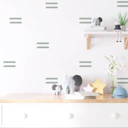 Sage Green Line Wall Decal - Stripe Boho Stickers PVC Free, No Odour Repositionable Peel & Stick Fabric - thumbnail 1