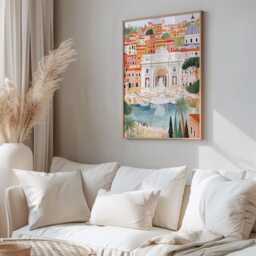 Trevi Fountain Print - Illustrated Rome Wall Art Italian Travel Poster For Kitchen, Living Room Or Gallery - thumbnail 2