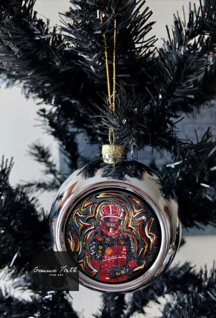 Charles Leclerc Inspired Christmas Bauble Drawing Design - Formula One Inspired Gifts Car Racing Gift Baubles - image 1