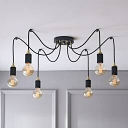 6-Light Spider Pendant Chandelier, Modern Industrial Ceiling Light, Adjustable Black & Gold Lamp For Dining Room, Living Room Decor - thumbnail 2