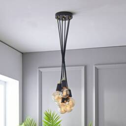 6-Light Spider Pendant Chandelier, Modern Industrial Ceiling Light, Adjustable Black & Gold Lamp For Dining Room, Living Room Decor - thumbnail 3