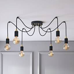 6-Light Spider Pendant Chandelier, Modern Industrial Ceiling Light, Adjustable Black & Gold Lamp For Dining Room, Living Room Decor - thumbnail 1