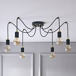6-Light Spider Pendant Chandelier, Modern Industrial Ceiling Light, Adjustable Black & Gold Lamp For Dining Room, Living Room Decor - thumbnail 3