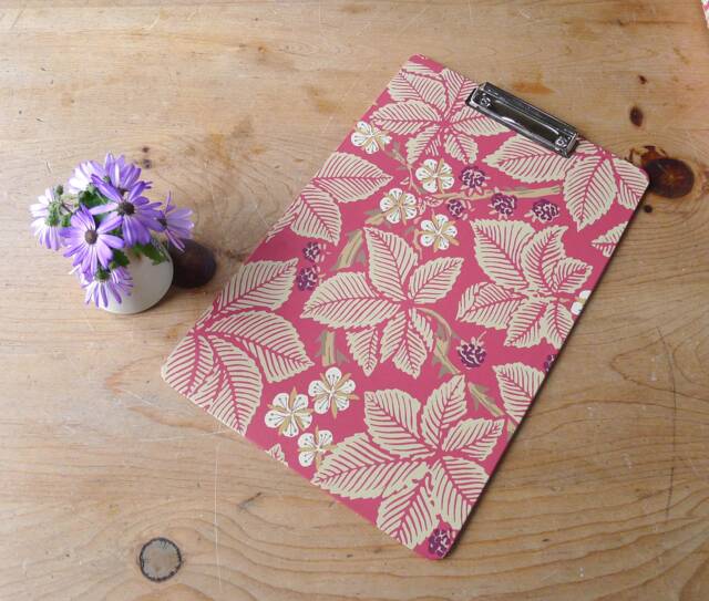 William Morris A4 Clip Board - Bramble Red Office Collection & Stationery Handmade in England - image 1