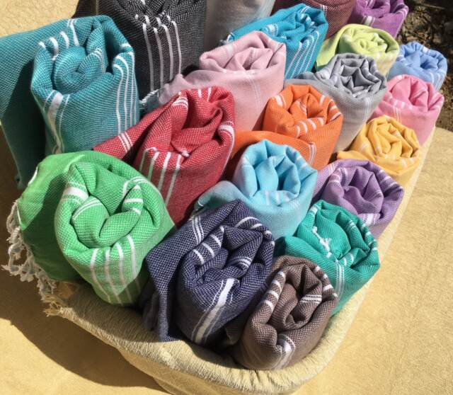 "striped Turkish Peshtemal Towel Natural Cotton Bath & Beach Towel - 39.5""x 71" - image 1