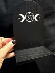 Black Triple Moon Altar Shelf Wall Hanging For Incense Stick/Tealight Can Be Used Small Items - thumbnail 1