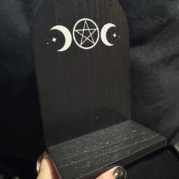 Black Triple Moon Altar Shelf Wall Hanging For Incense Stick/Tealight Can Be Used Small Items - thumbnail 2