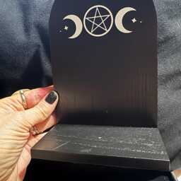 Black Triple Moon Altar Shelf Wall Hanging For Incense Stick/Tealight Can Be Used Small Items - thumbnail 3