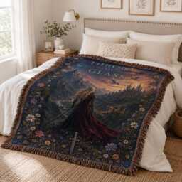 Throne Of Glass Woven Blanket, Manon Blackbeak Abraxos Aelin Galathynius Fantasy Bookish Blanket - thumbnail 3