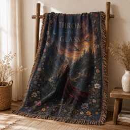 Throne Of Glass Woven Blanket, Manon Blackbeak Abraxos Aelin Galathynius Fantasy Bookish Blanket - thumbnail 2