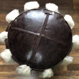 Leather & Fur Embossed Pouf - thumbnail 4