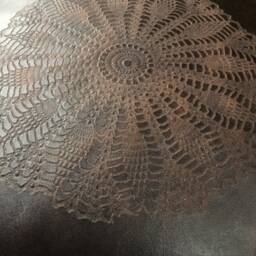 Leather & Fur Embossed Pouf - thumbnail 3