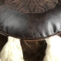 Leather & Fur Embossed Pouf - thumbnail 2