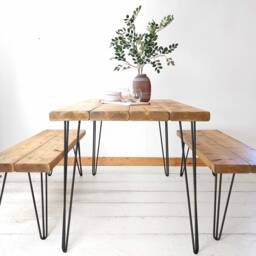 Handcrafted Wooden Bench With Hairpin Legs Sustainable Solid Wood, 45cm Height - thumbnail 3