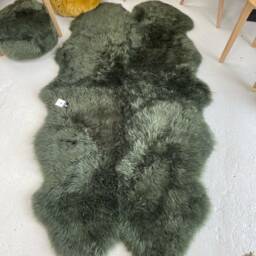 Large Green Sheepskin Rug, Sheepskin, Large Moss, Forest , Quad Rug - thumbnail 3