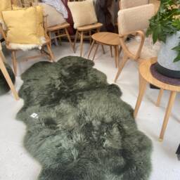 Large Green Sheepskin Rug, Sheepskin, Large Moss, Forest , Quad Rug - thumbnail 2