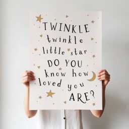 Twinkle Little Star Do You Know How Loved Are, Nursery Print, Unframed, A1/A2/A3/A4/A5, Affirmation Print - thumbnail 1