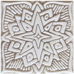 2 Ceramic Tiles For Wall Art, Ceramicart, Garden Decor, Kitchen Backsplash Tiles, Bathrooms Style, Moroccan-Mandala-Suzani Design 15cm Beige - thumbnail 3