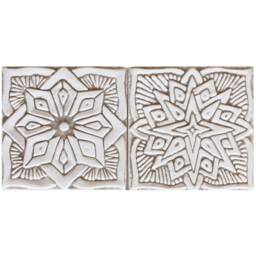 2 Ceramic Tiles For Wall Art, Ceramicart, Garden Decor, Kitchen Backsplash Tiles, Bathrooms Style, Moroccan-Mandala-Suzani Design 15cm Beige