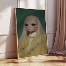 Alien Wall Art Funny Portrait Poster Surreal Extraterrestrial Print Weird Sci Fi Artwork Retro Pop Culture Decor Space Lover Gift Unframed - thumbnail 2