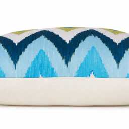 Schumacher Adras Ikat Pillow Cover - Blue Green Chevron Martyn Lawrence Bullard Designer Decor - thumbnail 2